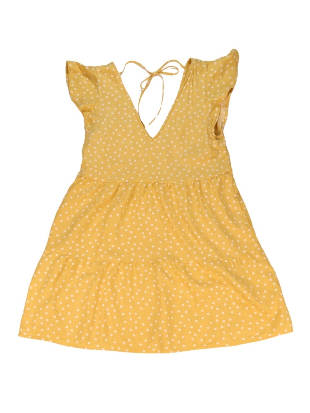 Abercrombie Yellow Polka Dot Tiered Mini Dress Small